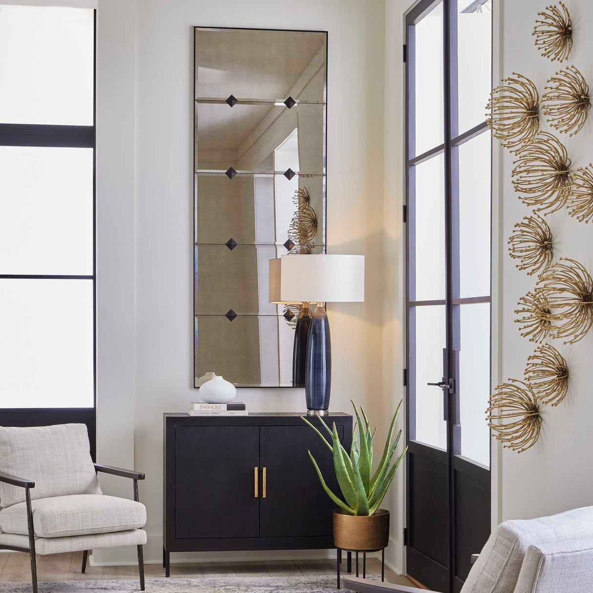 Modern European furniture - Medallion Accented Mirror - www.oroa.com