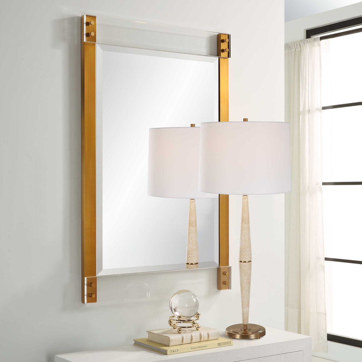 Modern European furniture - Brass Side Modern Mirror - www.oroa.com