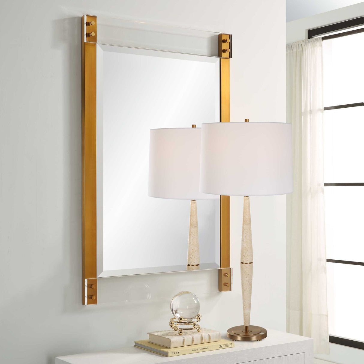 Modern European furniture - Brass Side Modern Mirror - www.oroa.com