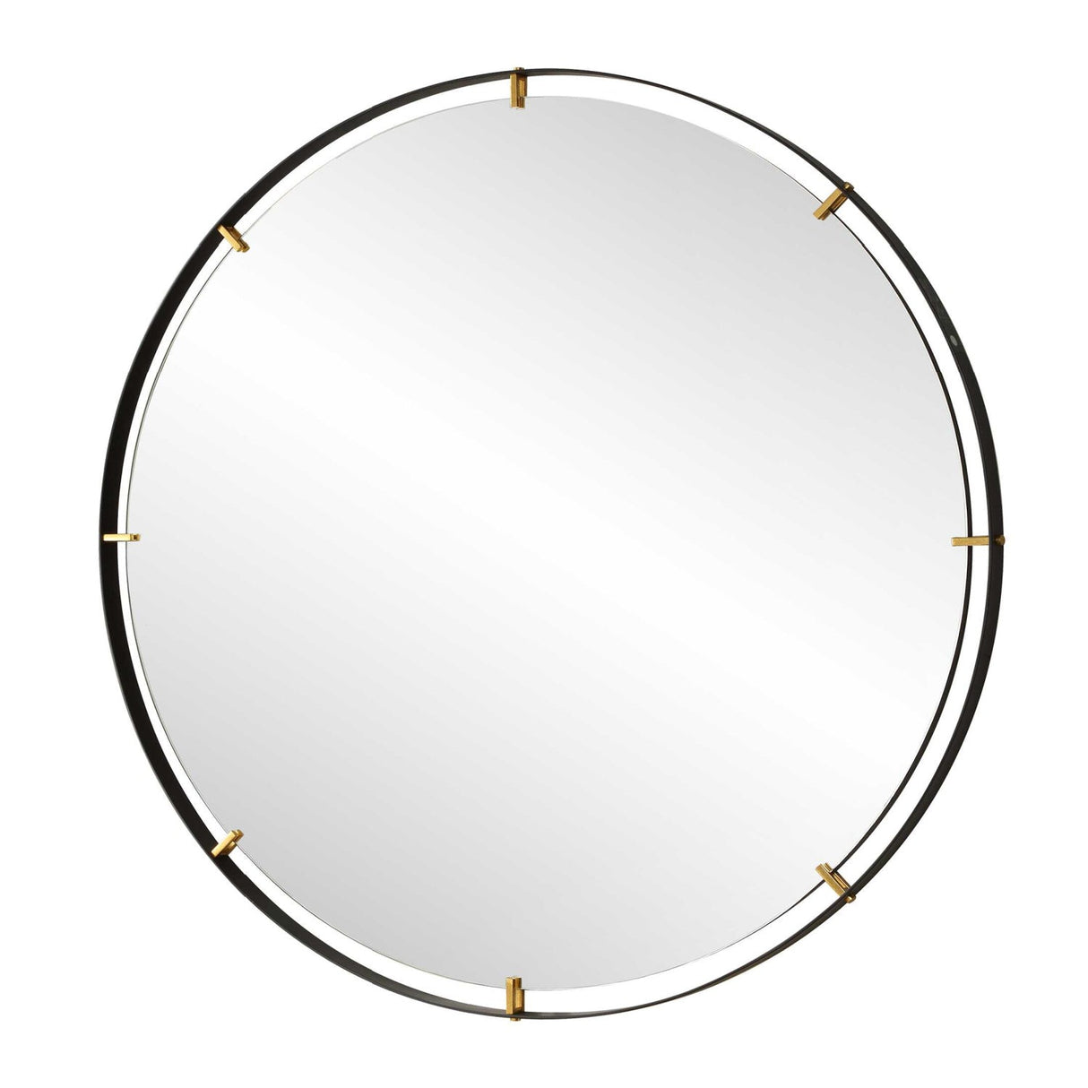 Modern European furniture - Black Iron Round Mirror - www.oroa.com