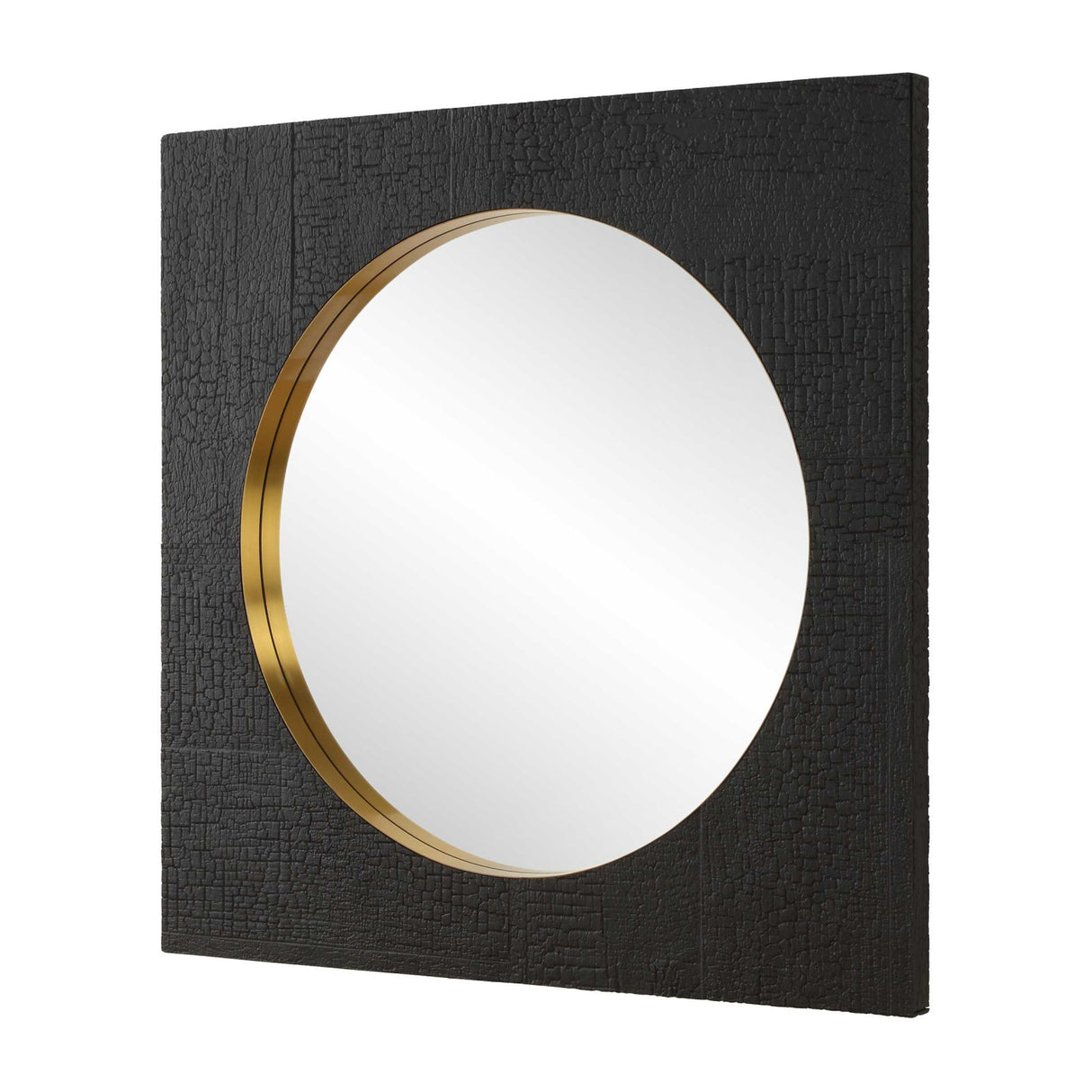 Modern European furniture - Black Textured Square Mirror - www.oroa.com