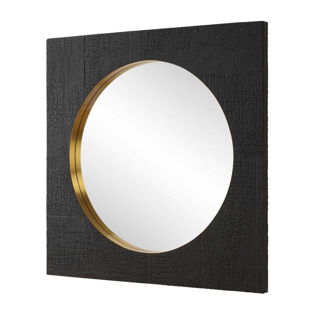 Modern European furniture - Black Textured Square Mirror - www.oroa.com