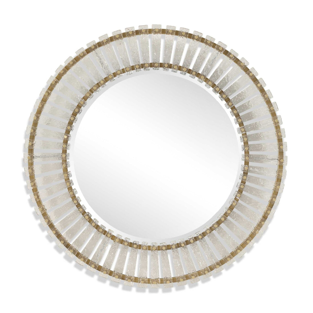 Modern European furniture - Textured Glass Round Mirror - www.oroa.com