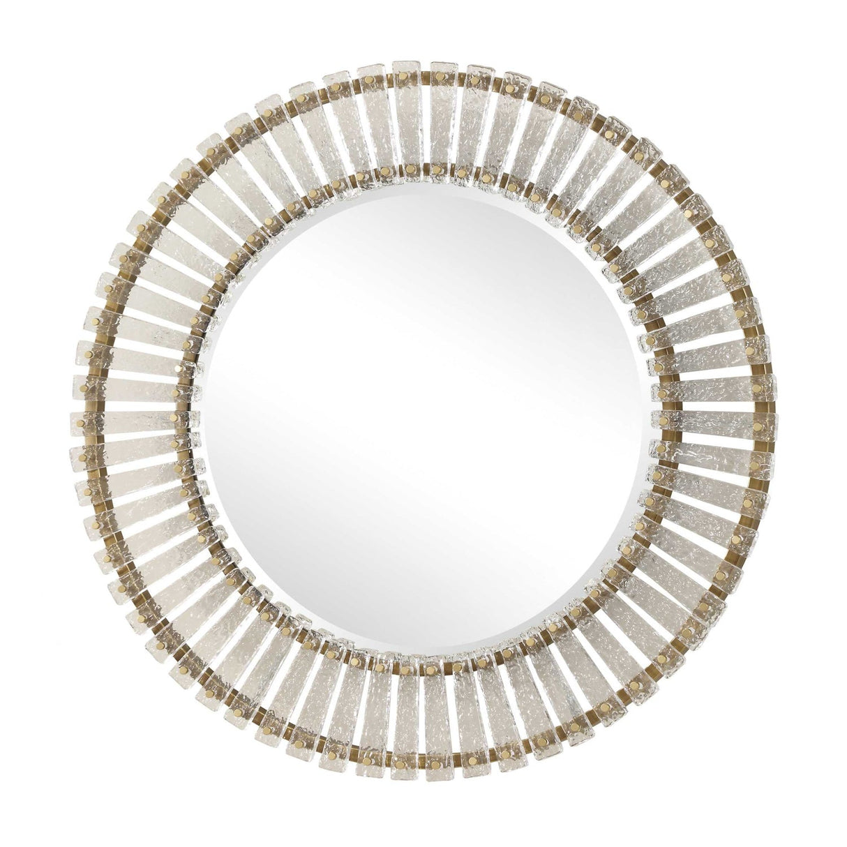 Modern European furniture - Textured Glass Round Mirror - www.oroa.com