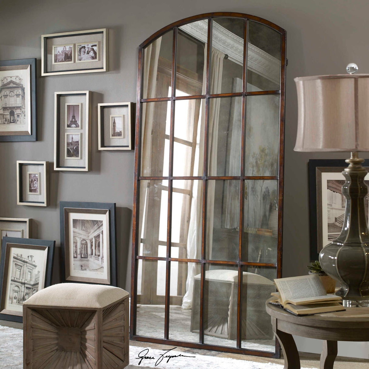 Modern European furniture - Bronze Arch Large Mirror - www.oroa.com