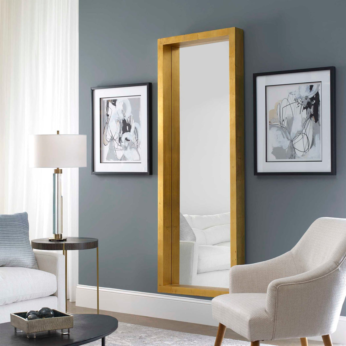 Modern European furniture - Antique Gold Wooden Mirror - www.oroa.com