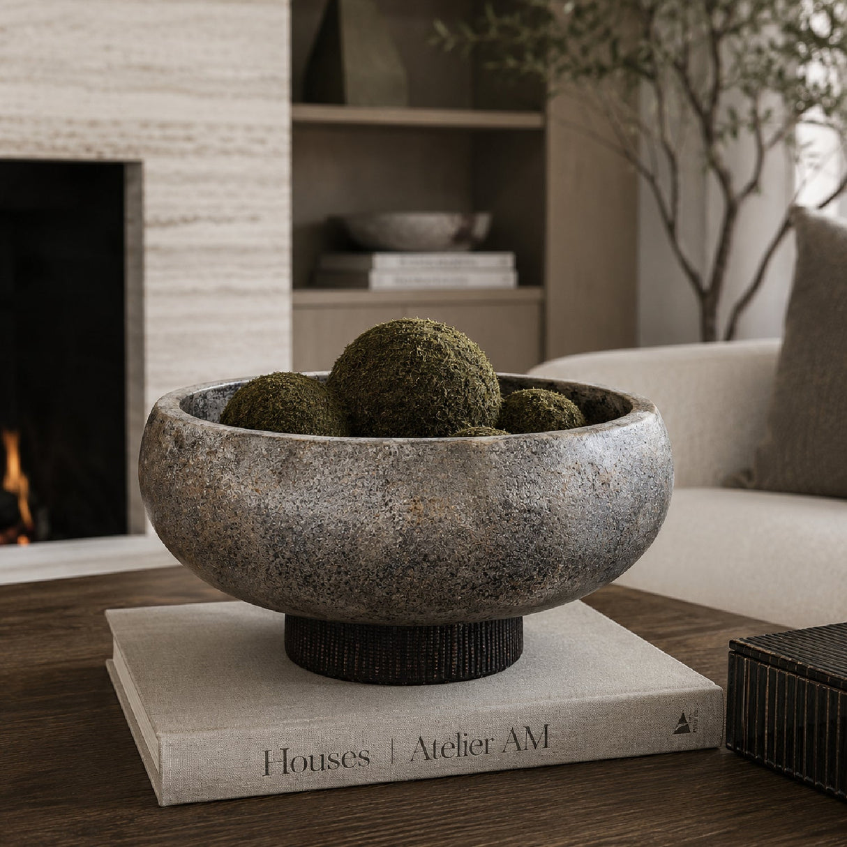 Modern European furniture - Aged Black Terracotta Bowl - www.oroa.com