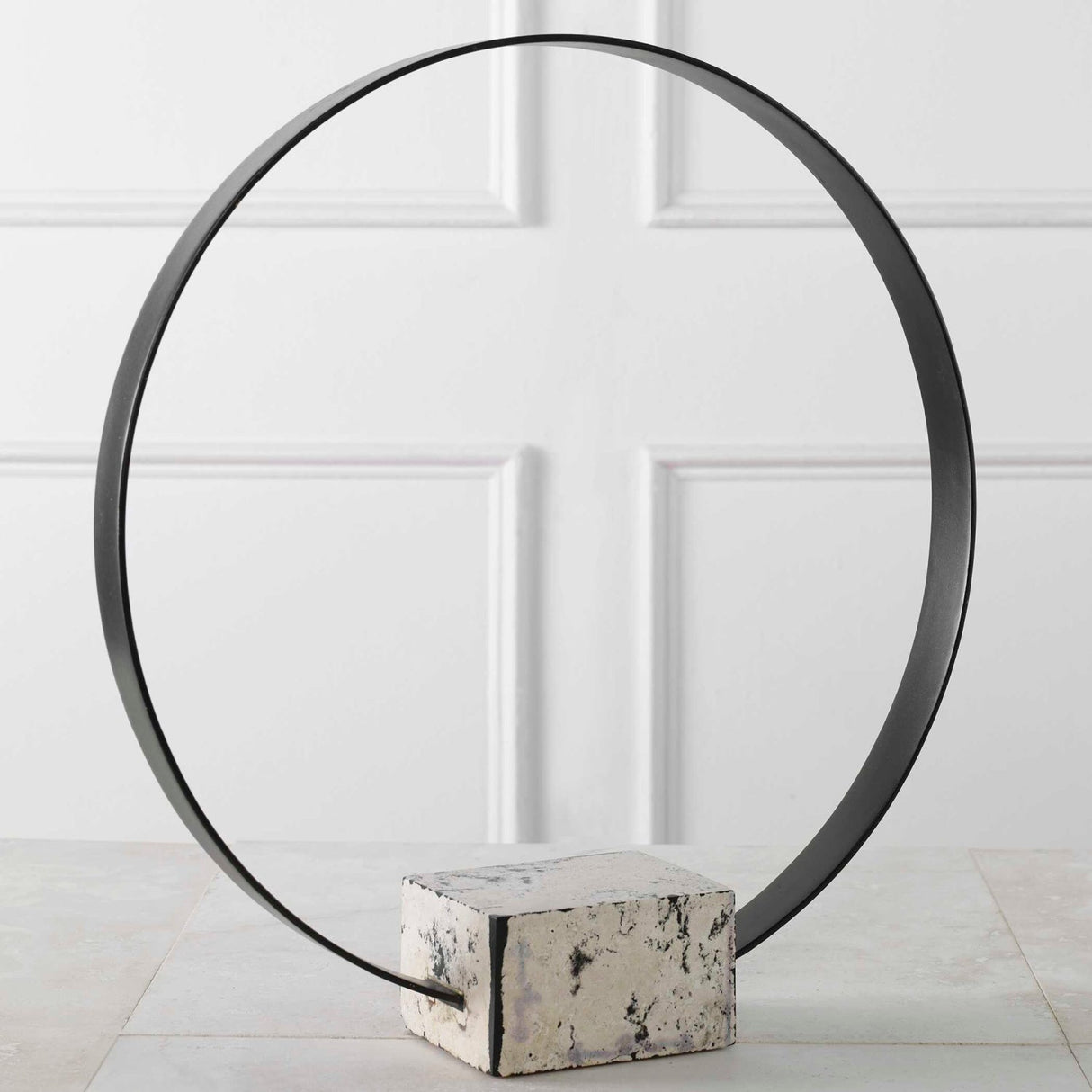 Modern European furniture - Black Circular Metal Sculpture - www.oroa.com