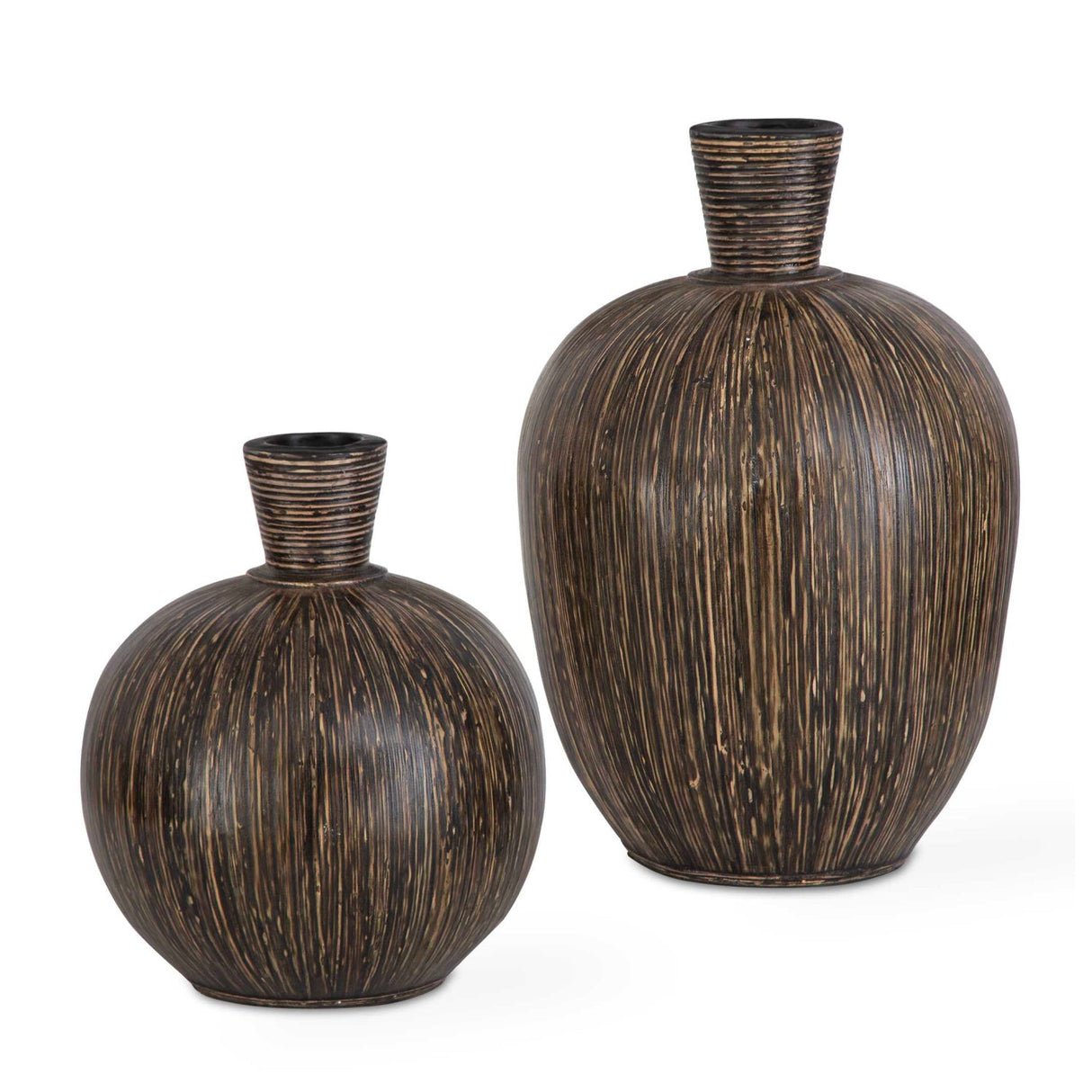 Modern European furniture - Terracotta Striped Vases (2) - www.oroa.com