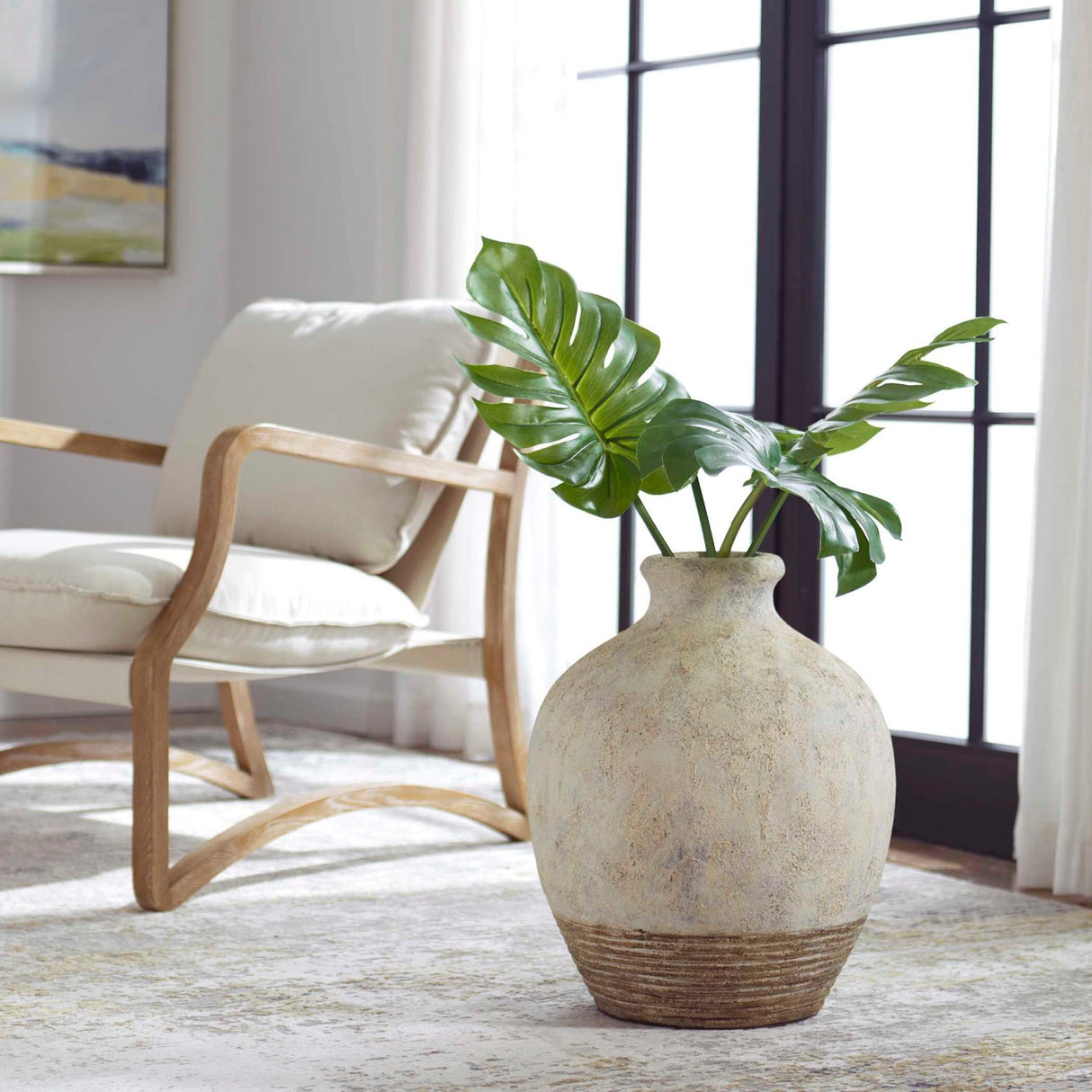 Modern European furniture - Rustic Concrete Ribbed Vase - www.oroa.com