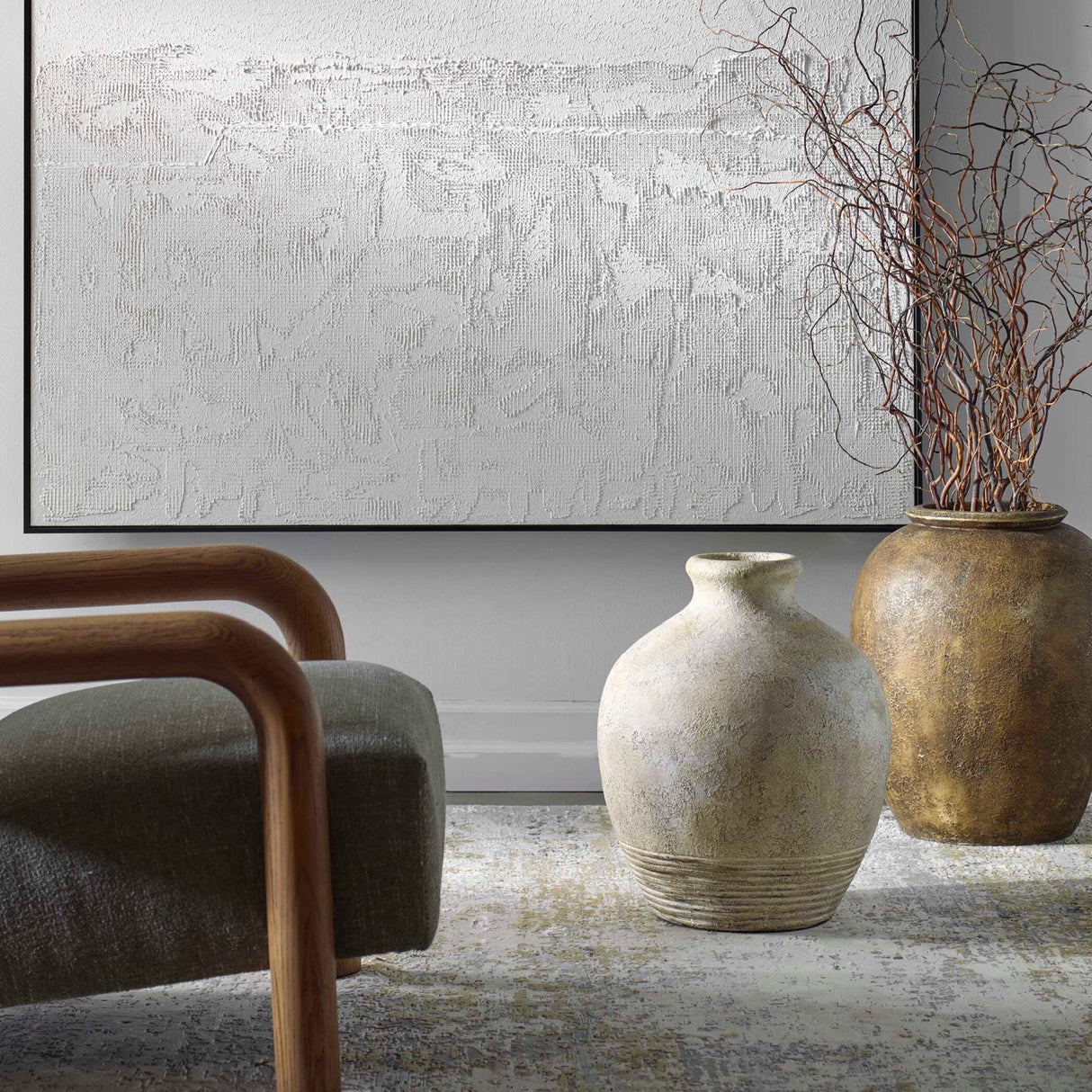 Modern European furniture - Rustic Concrete Ribbed Vase - www.oroa.com