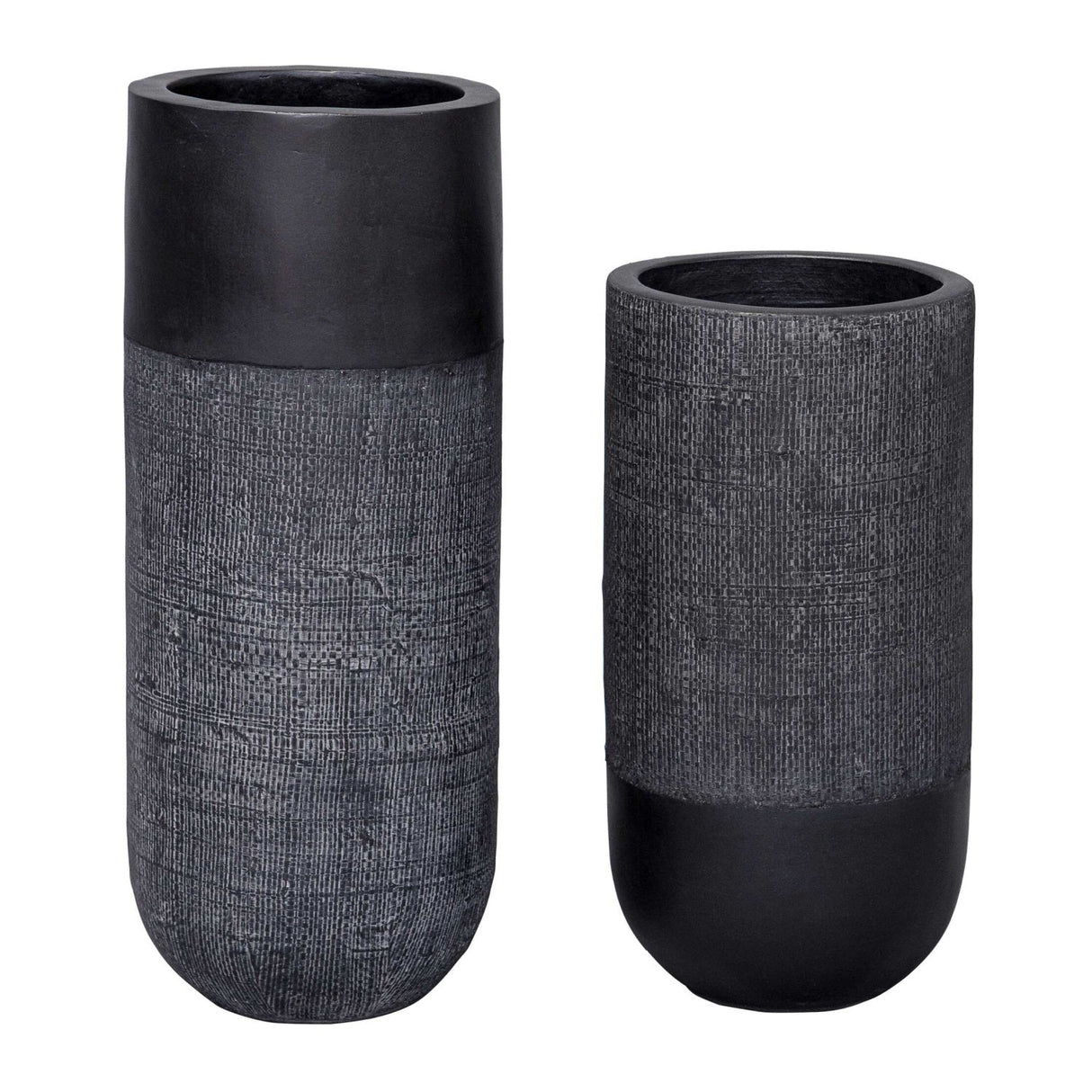 Modern European furniture - Black Terracotta Fabric Vases (2) - www.oroa.com