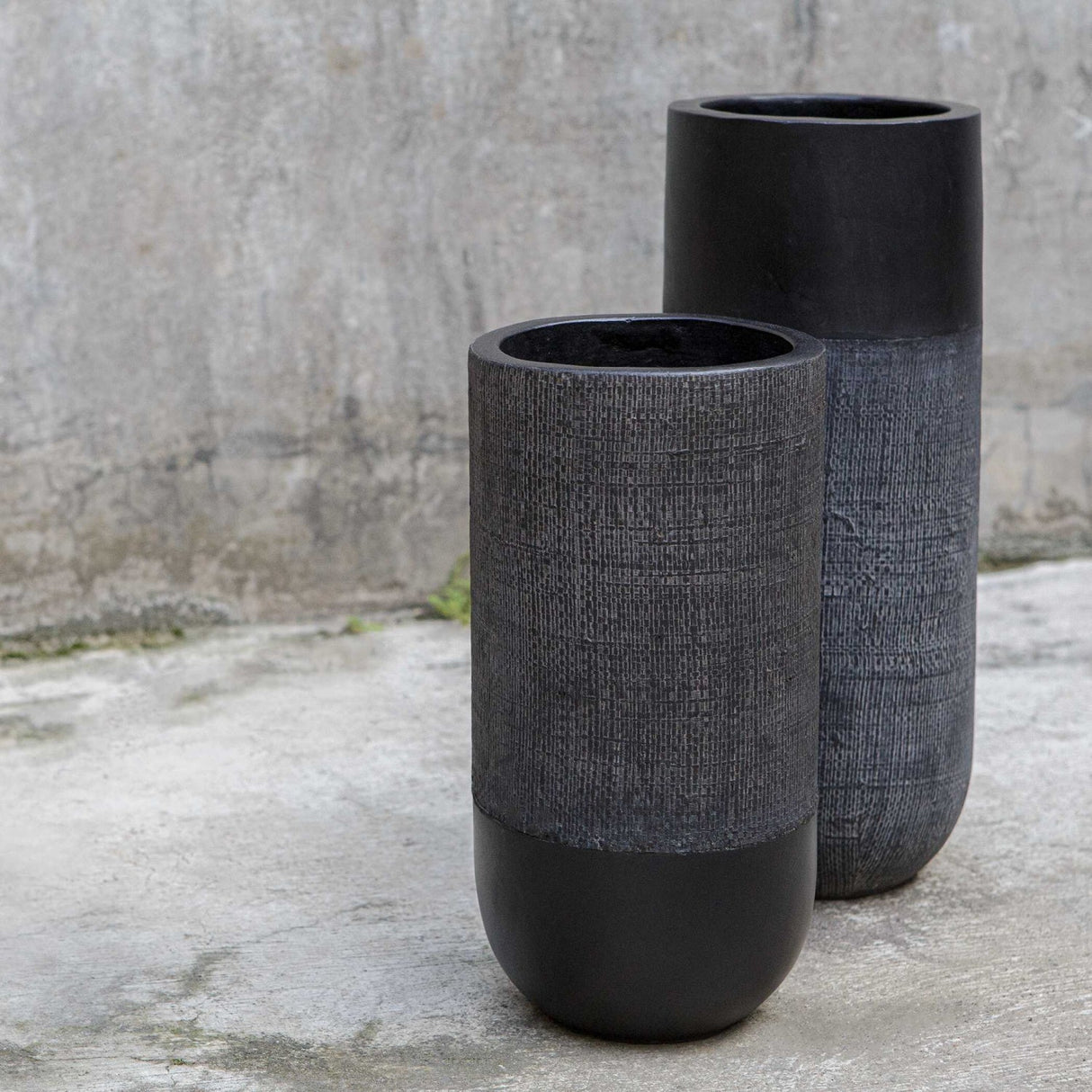 Modern European furniture - Black Terracotta Fabric Vases (2) - www.oroa.com