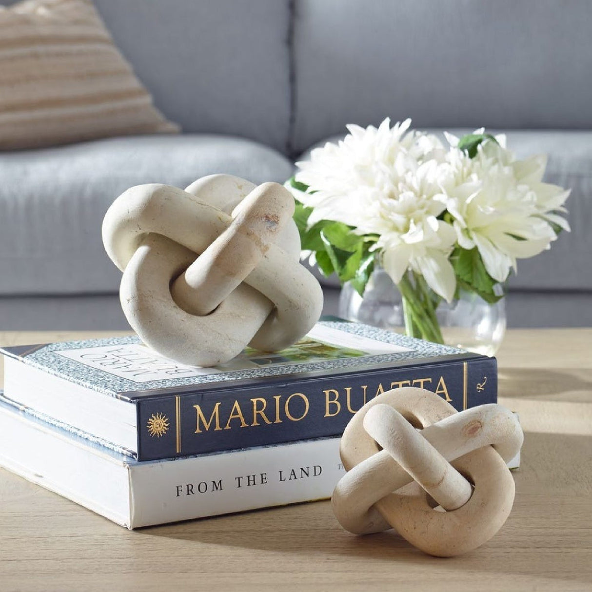 Natural Intertwined Indoor/Outdoor Sculptures (2) | Uttermost Limestone Link - www.oroa.com