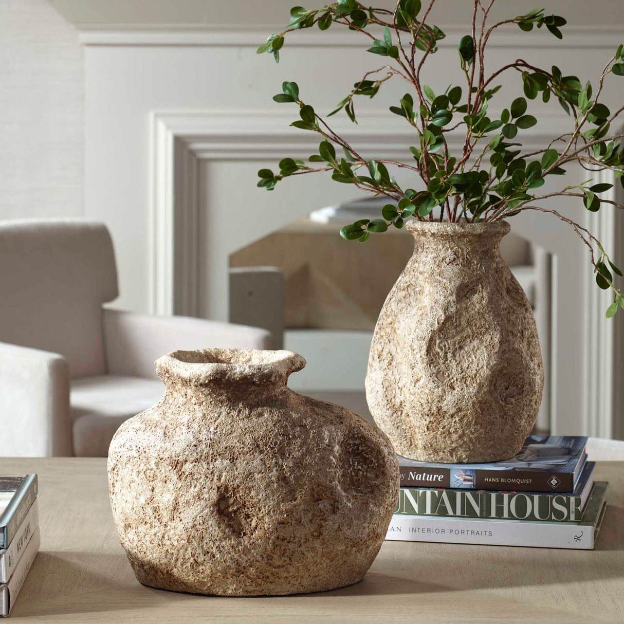Modern European furniture - Brown Terracotta Indoor/Outdoor Vases (2) - www.oroa.com