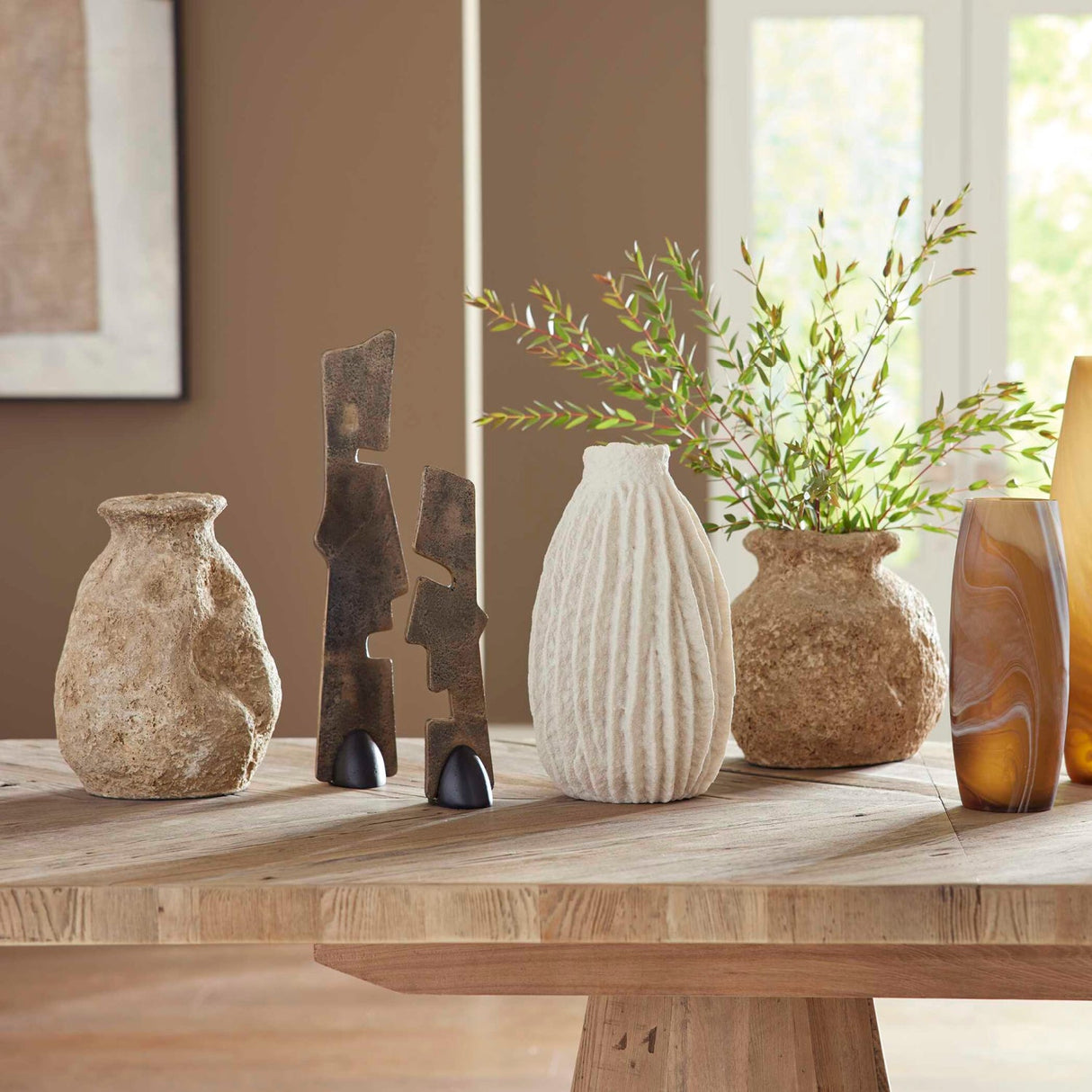 Modern European furniture - Brown Terracotta Indoor/Outdoor Vases (2) - www.oroa.com
