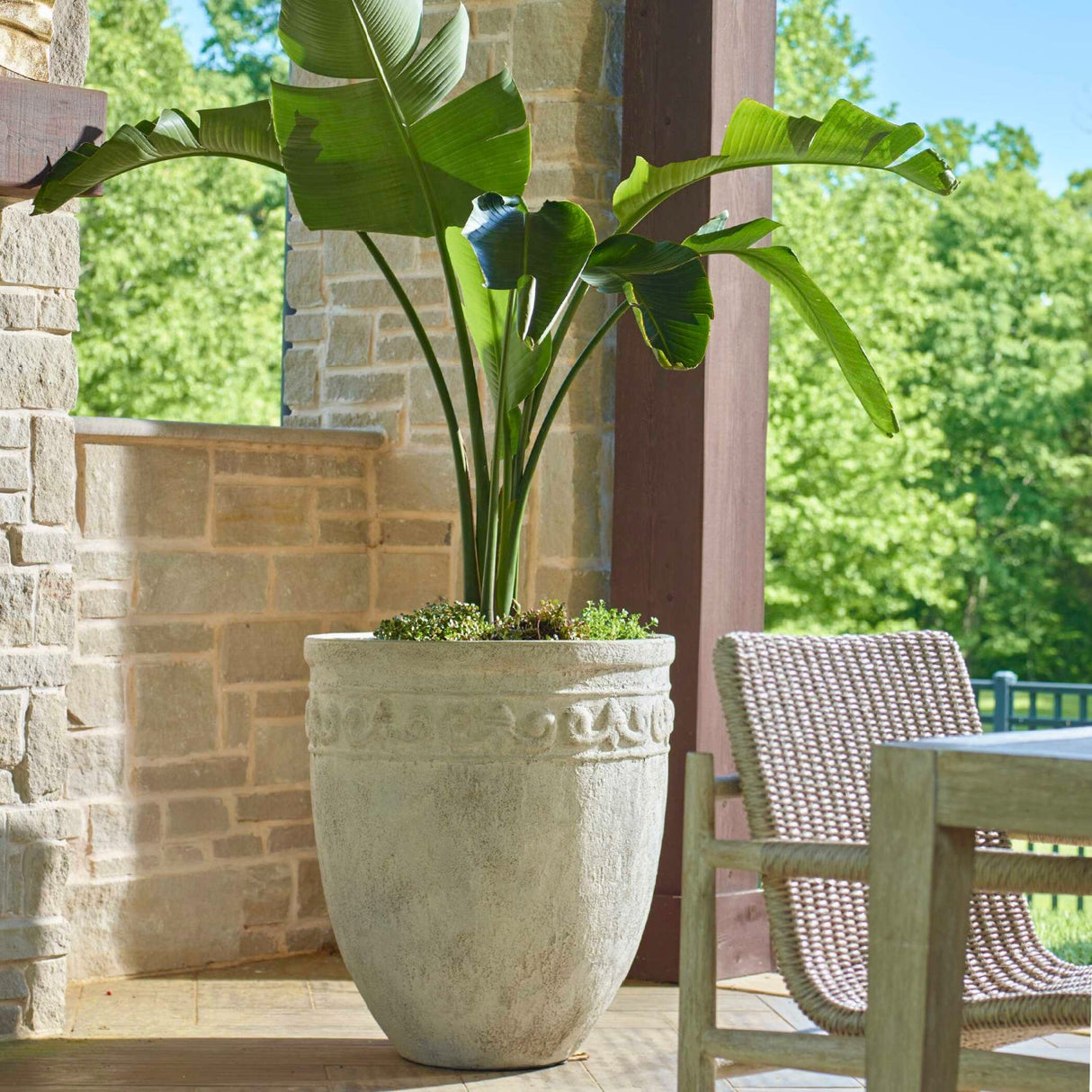 Modern European furniture - Carved Concrete Indoor/Outdoor Planter - www.oroa.com