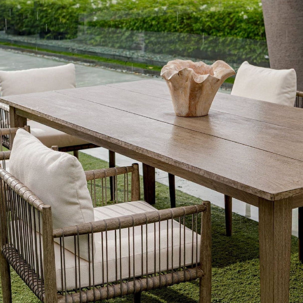 Modern European furniture - Teak Wavy Indoor/Outdoor Bowl - www.oroa.com