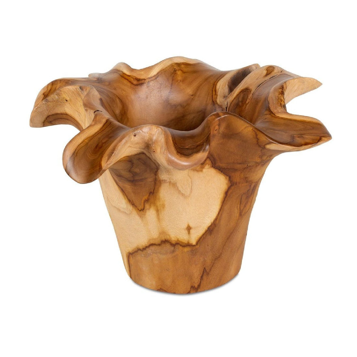 Modern European furniture - Teak Wavy Indoor/Outdoor Bowl - www.oroa.com
