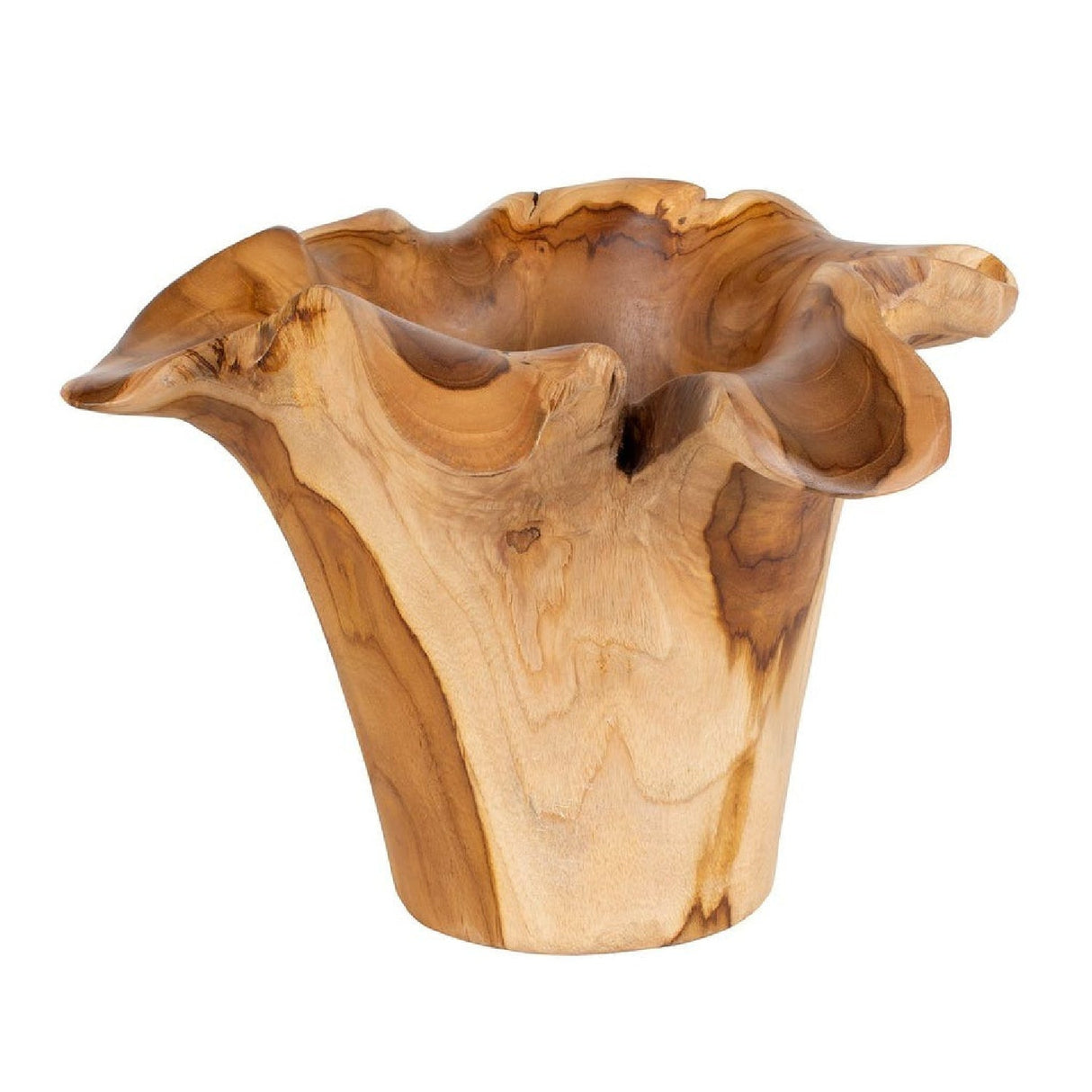 Modern European furniture - Teak Wavy Indoor/Outdoor Bowl - www.oroa.com