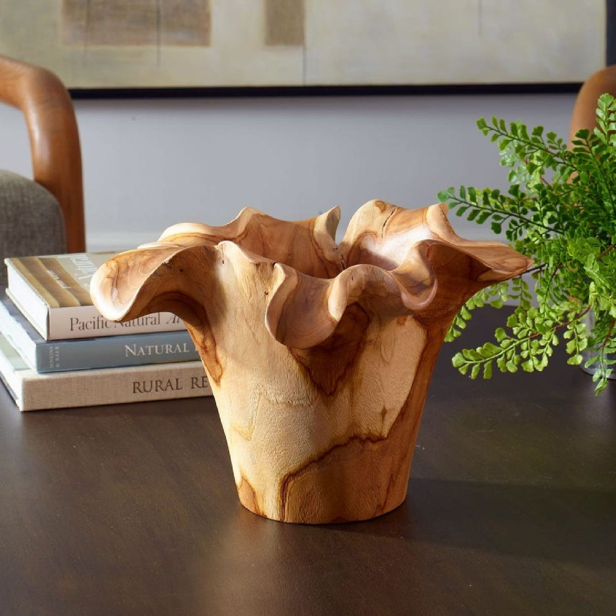Modern European furniture - Teak Wavy Indoor/Outdoor Bowl - www.oroa.com