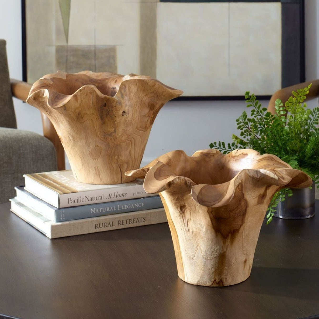 Modern European furniture - Teak Wavy Indoor/Outdoor Bowl - www.oroa.com