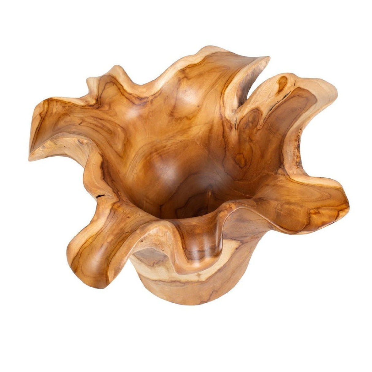 Modern European furniture - Teak Wavy Indoor/Outdoor Bowl - www.oroa.com