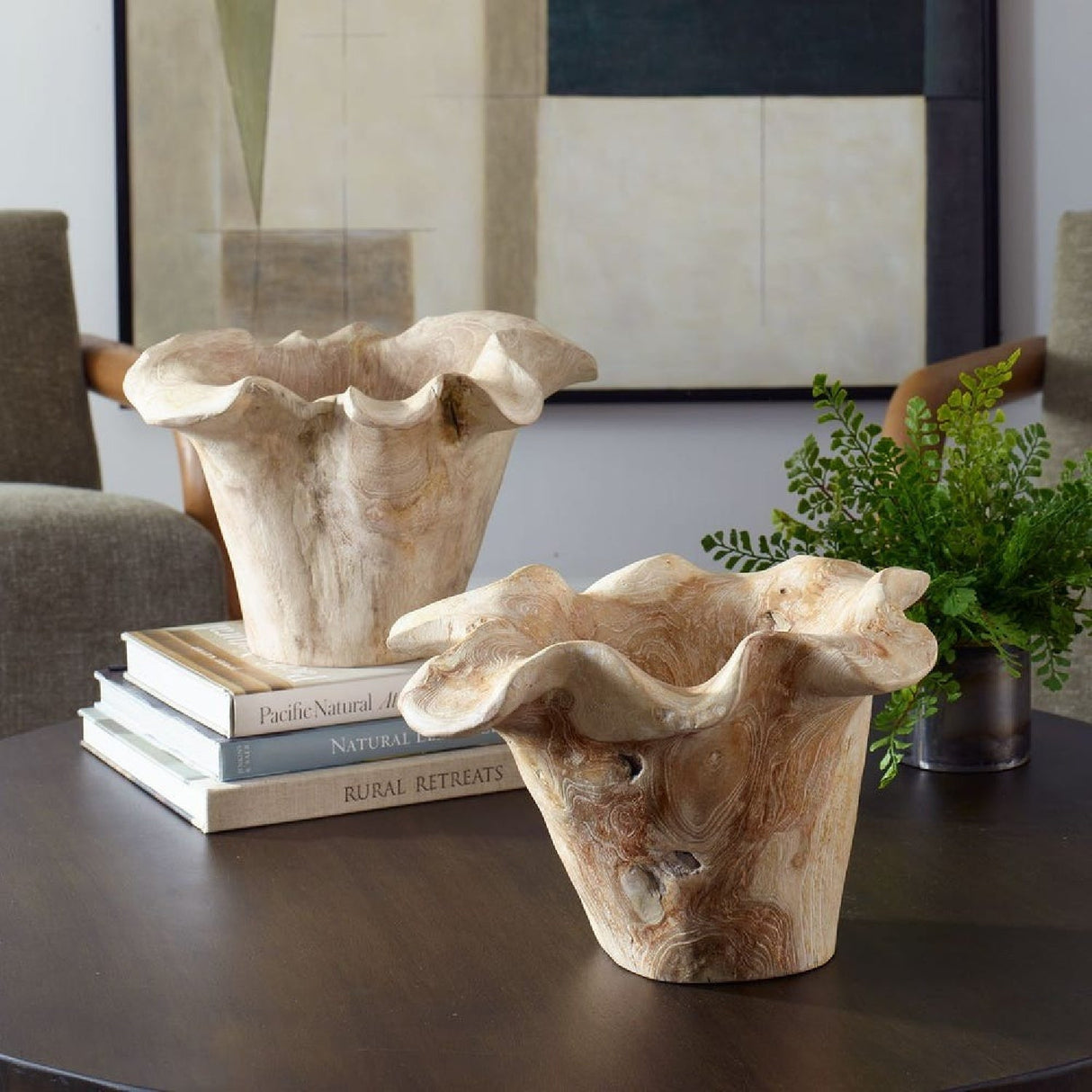 Modern European furniture - Teak Wavy Indoor/Outdoor Bowl - www.oroa.com