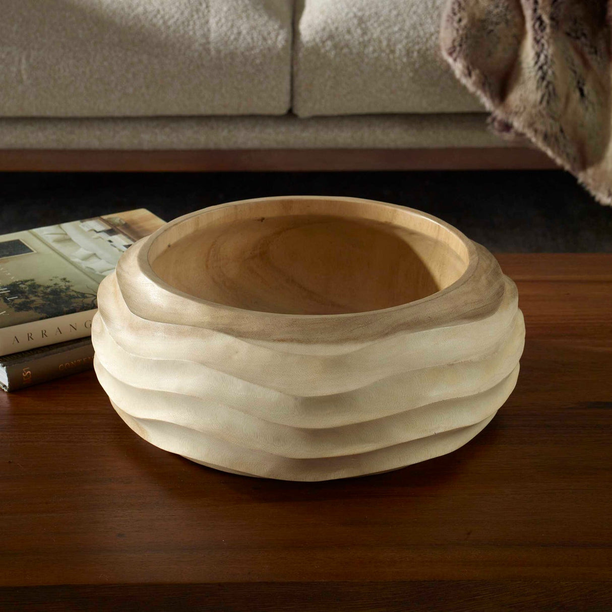 Modern European furniture - Bleached Suar Wood Bowl - www.oroa.com
