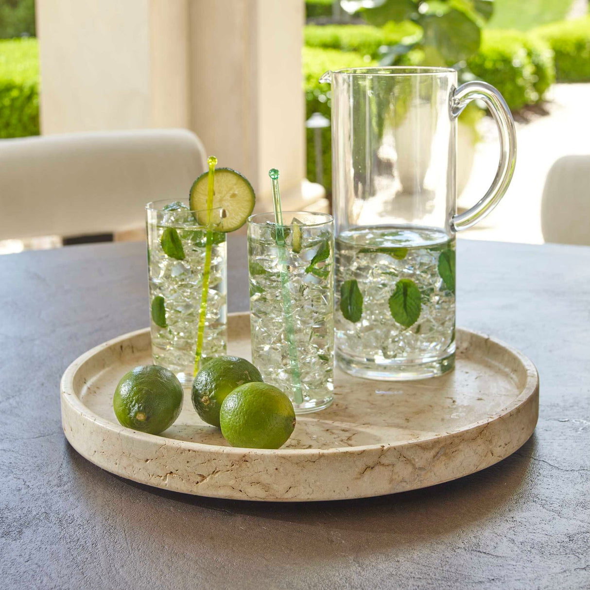 Modern European furniture - Travertine Round Indoor/Outdoor Tray - www.oroa.com