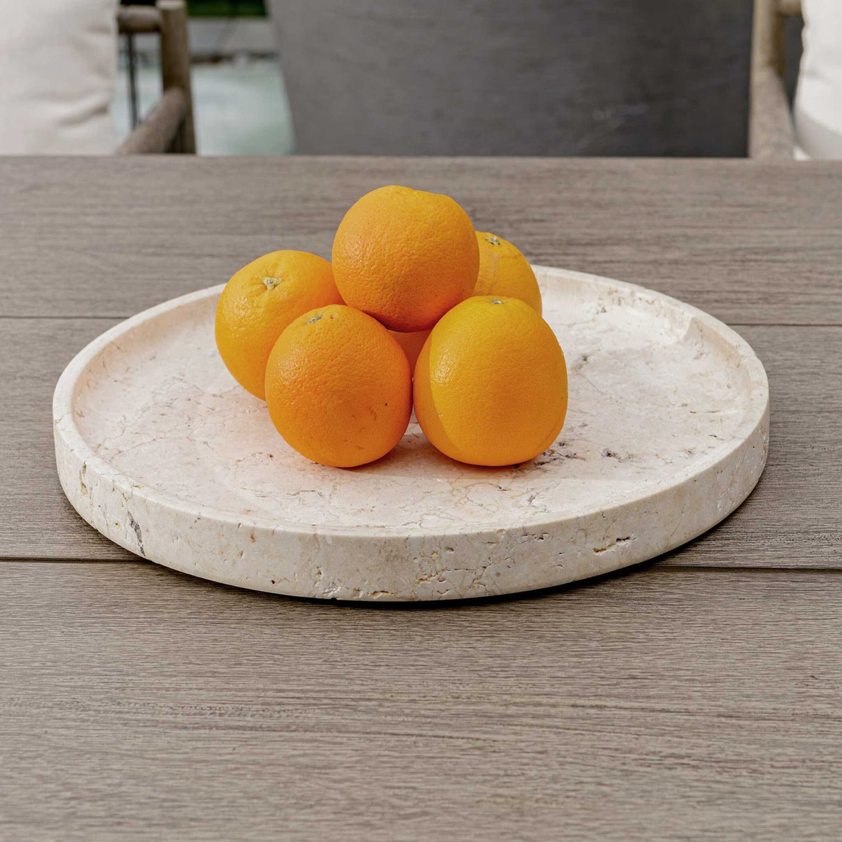 Modern European furniture - Travertine Round Indoor/Outdoor Tray - www.oroa.com