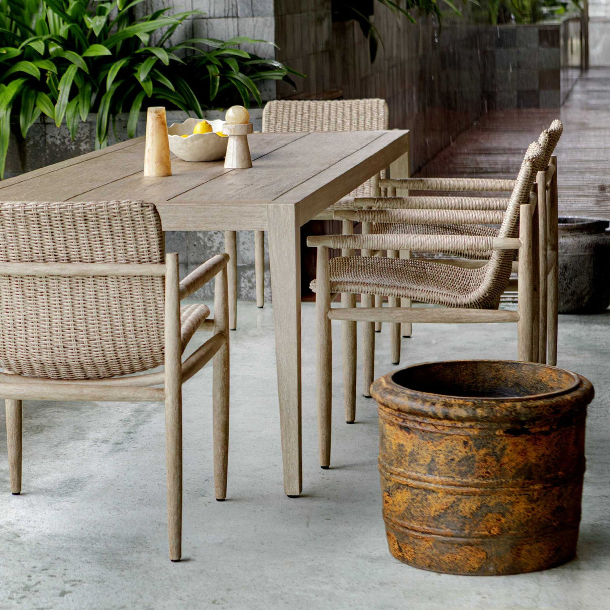 Modern European furniture - Rustic Black Concrete Indoor/Outdoor Planter - www.oroa.com