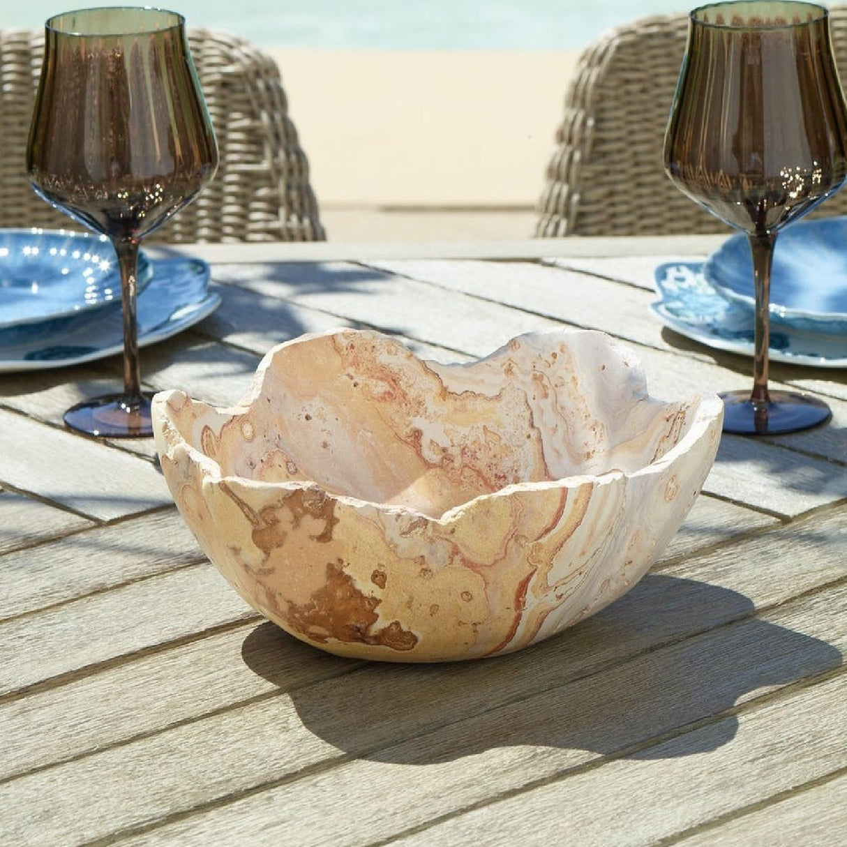 Carved Stone Indoor/Outdoor Bowl | Uttermost Sahara - www.oroa.com
