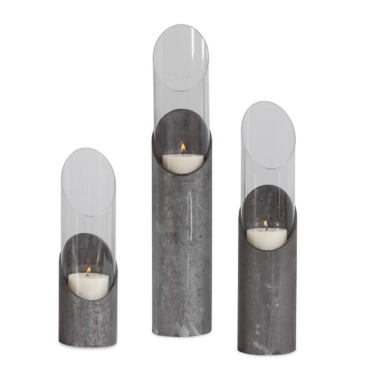 Iron & Glass Cylindrical Candleholders (3) | Uttermost Karter - www.oroa.com