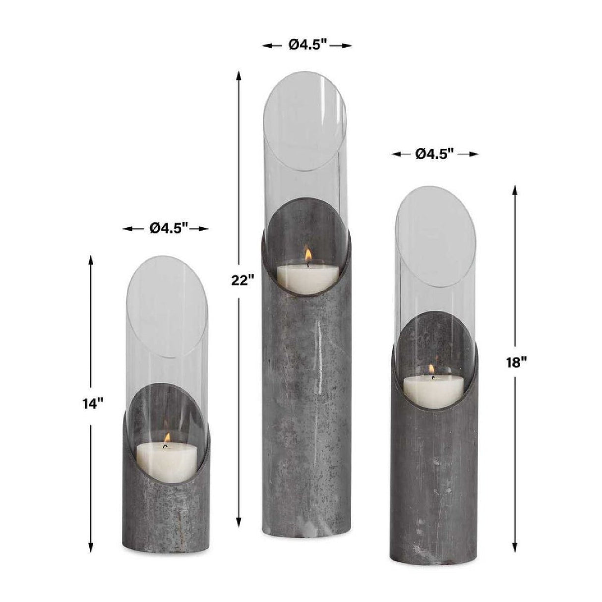 Iron & Glass Cylindrical Candleholders (3) | Uttermost Karter - www.oroa.com
