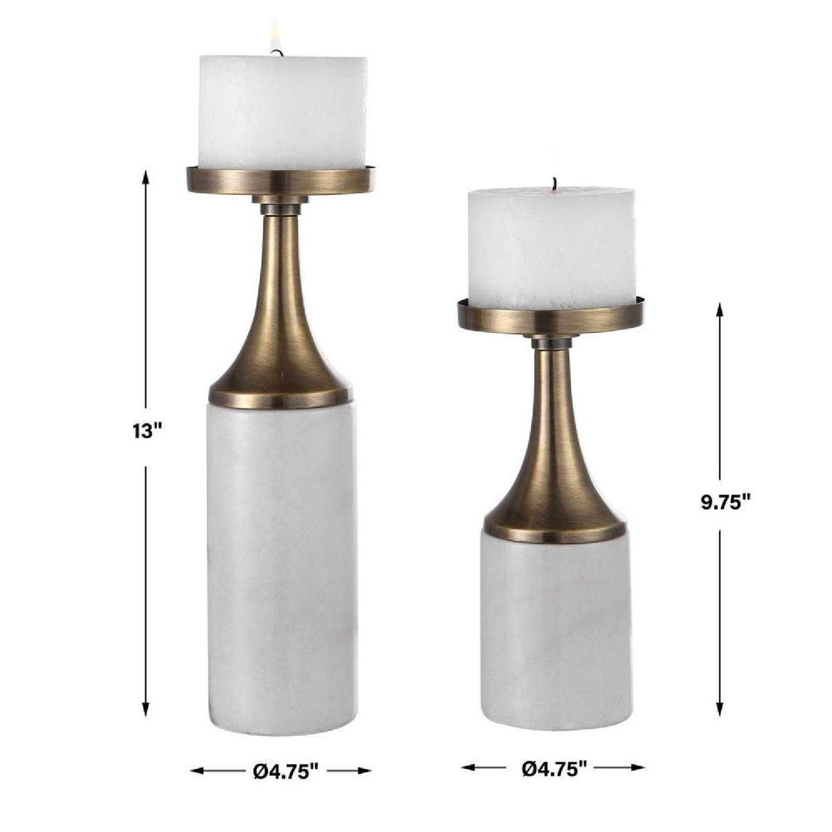 Marble & Brass Candleholders (2) | Uttermost Castiel - www.oroa.com