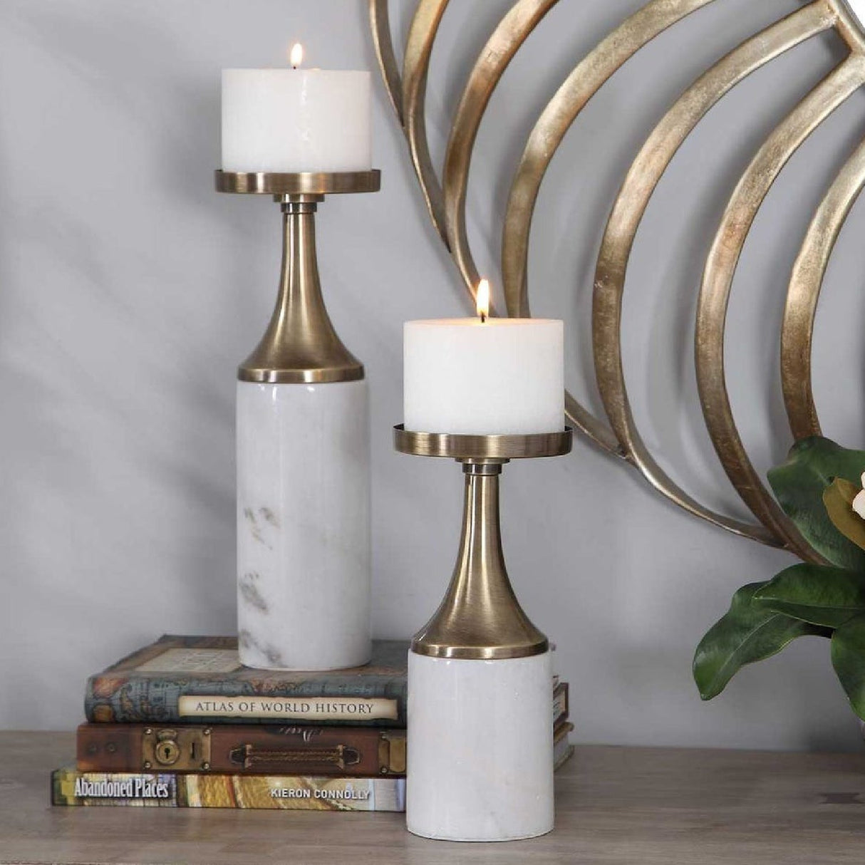 Marble & Brass Candleholders (2) | Uttermost Castiel - www.oroa.com