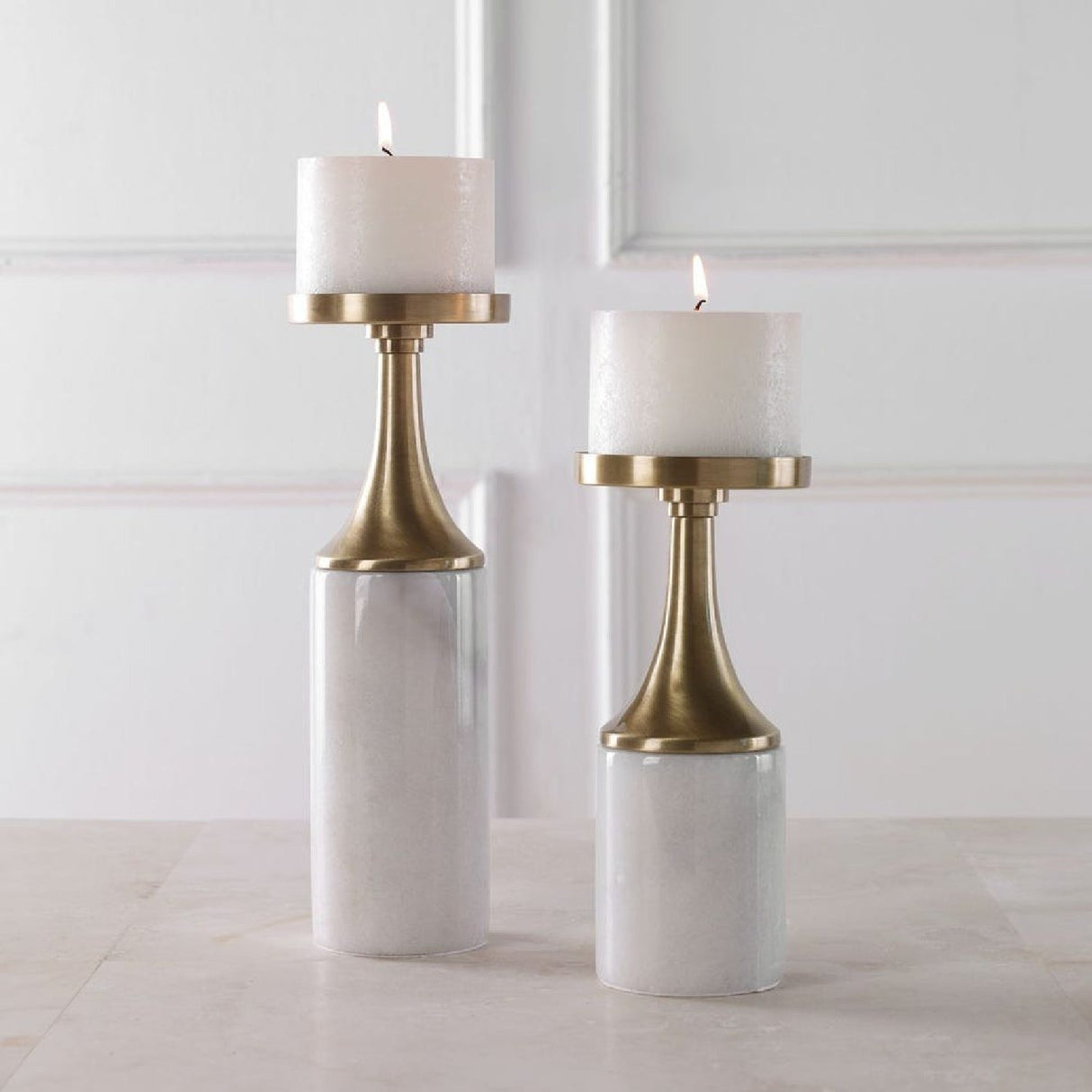 Marble & Brass Candleholders (2) | Uttermost Castiel - www.oroa.com