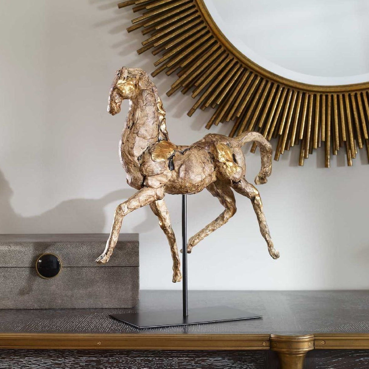 Aged Brown Horse Sculpture | Uttermost Caballo Dorado - www.oroa.com