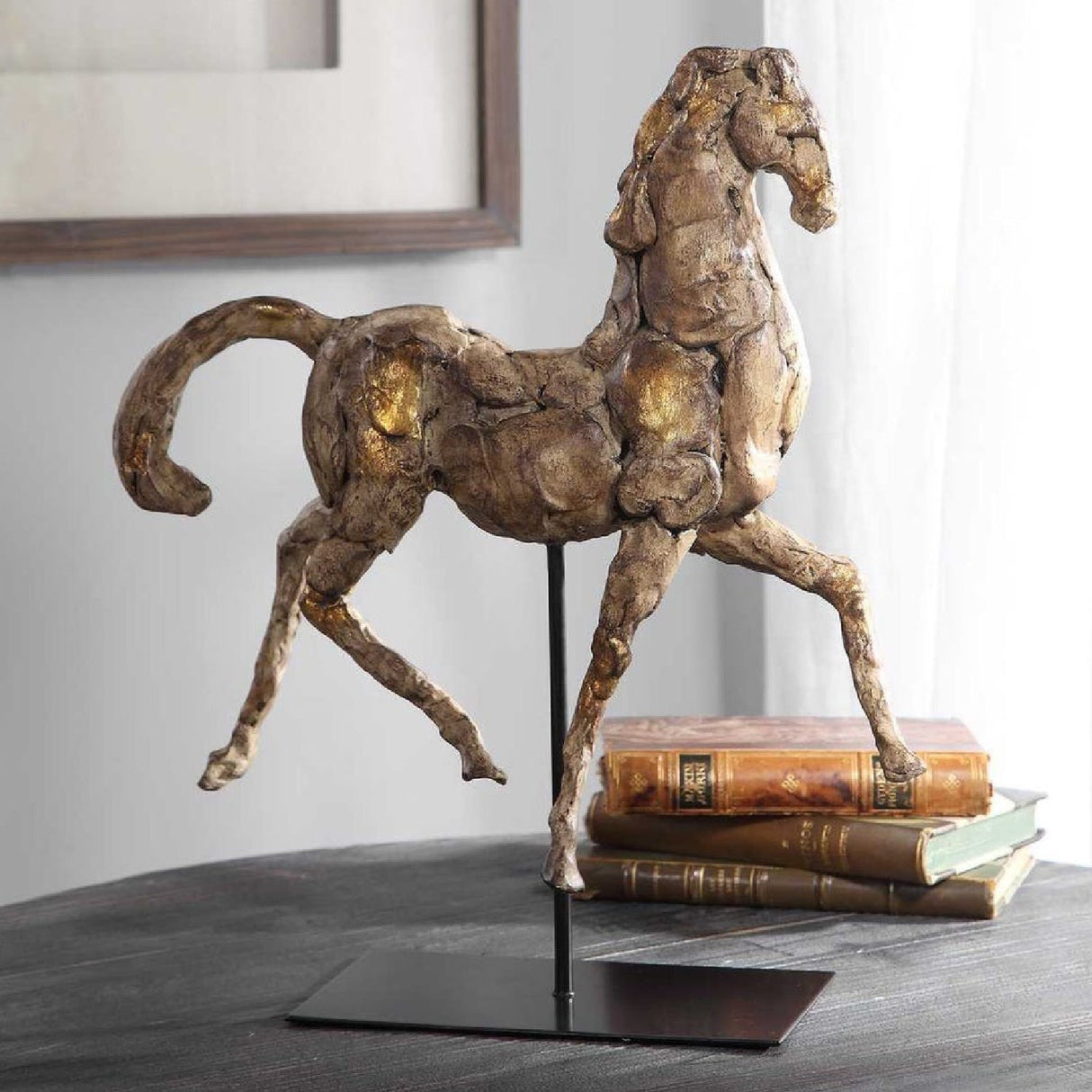 Aged Brown Horse Sculpture | Uttermost Caballo Dorado - www.oroa.com
