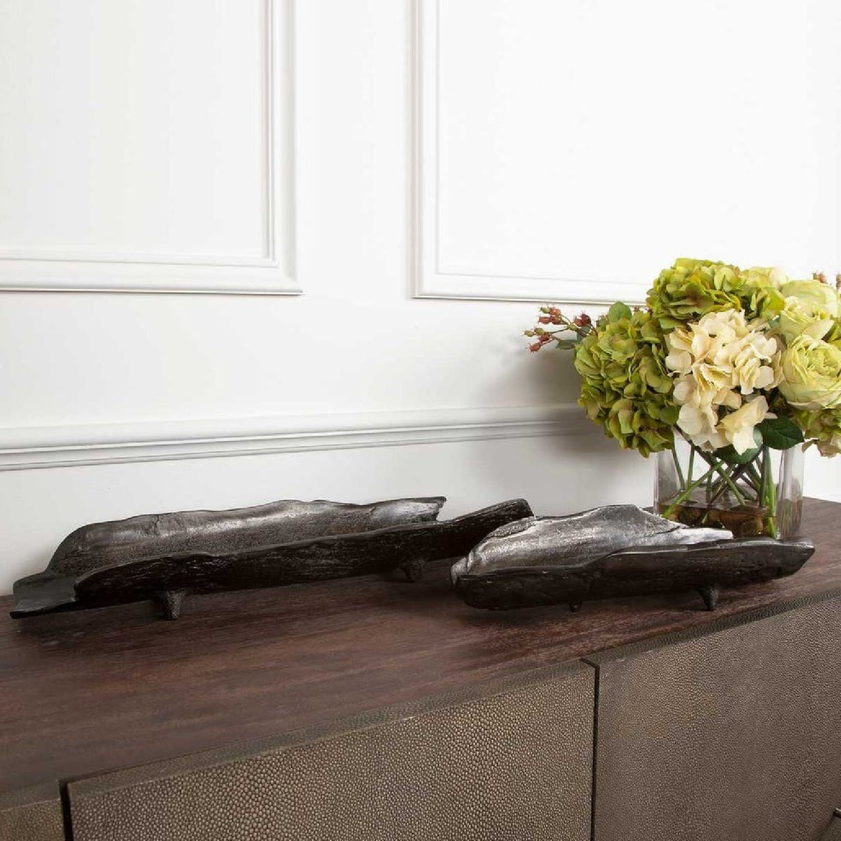 Black Aluminum Organic-Shaped Trays (2) | Uttermost Caryn - www.oroa.com