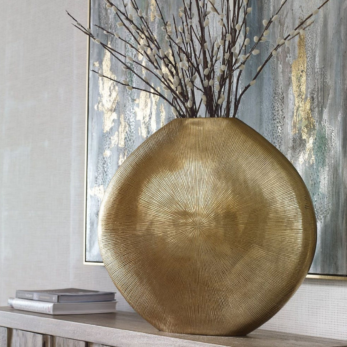 Gold Ribbed Vase | Uttermost Gretchen - www.oroa.com