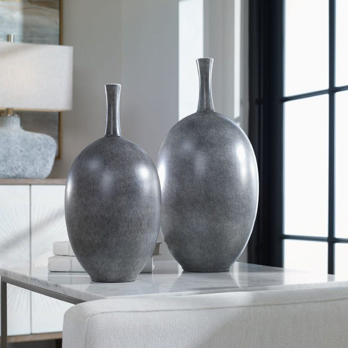 Marbled Black Ceramic Vases (2) | Uttermost Riordan - www.oroa.com