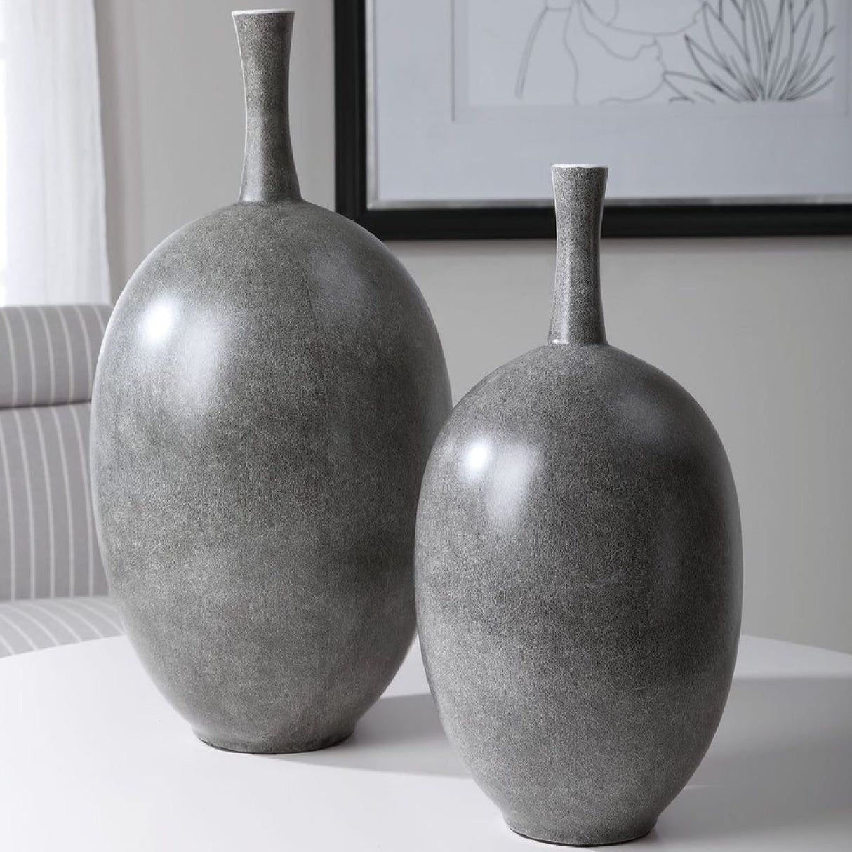 Marbled Black Ceramic Vases (2) | Uttermost Riordan - www.oroa.com