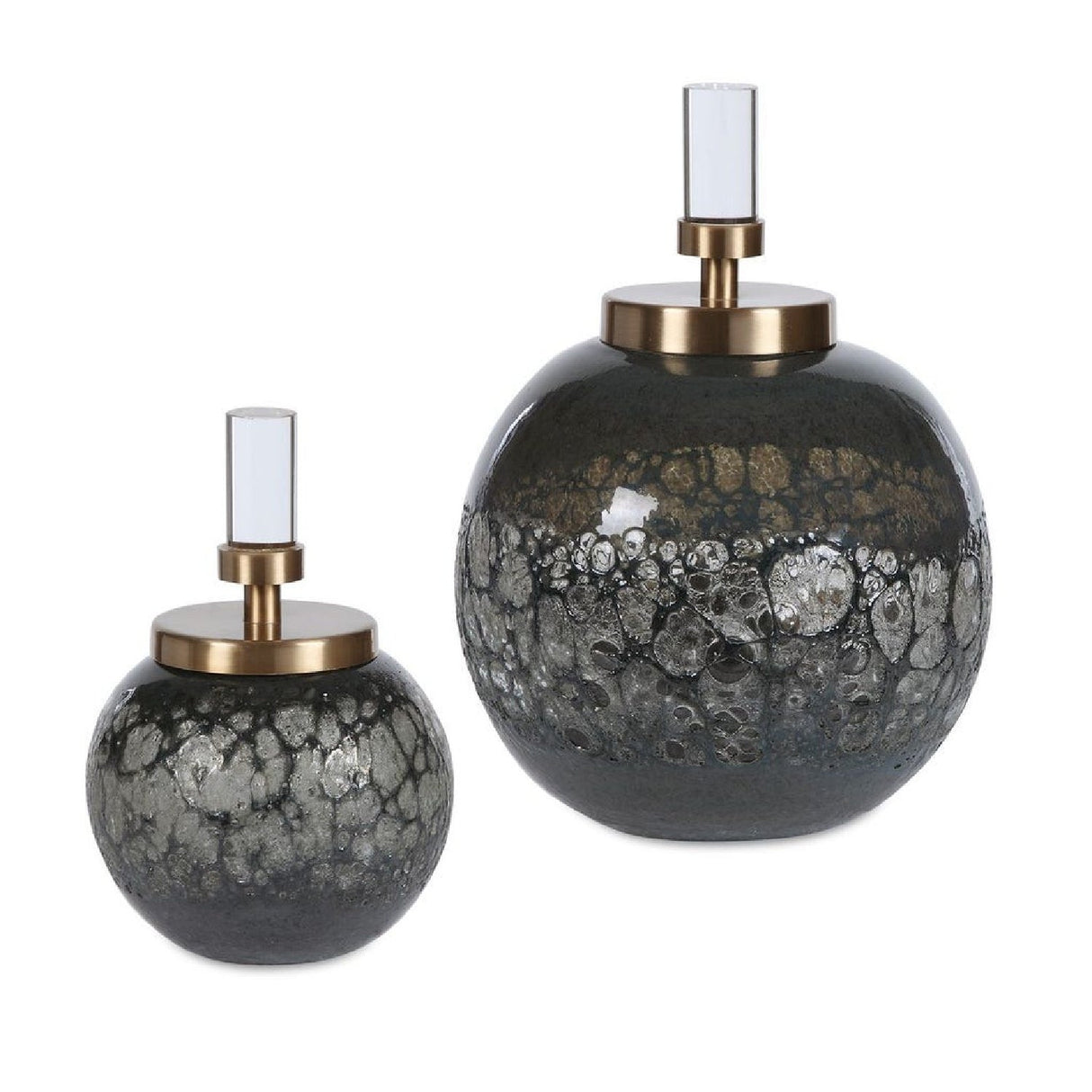 Iridescent Blue-Gray Glass Bottles (2) | Uttermost Cessair - www.oroa.com