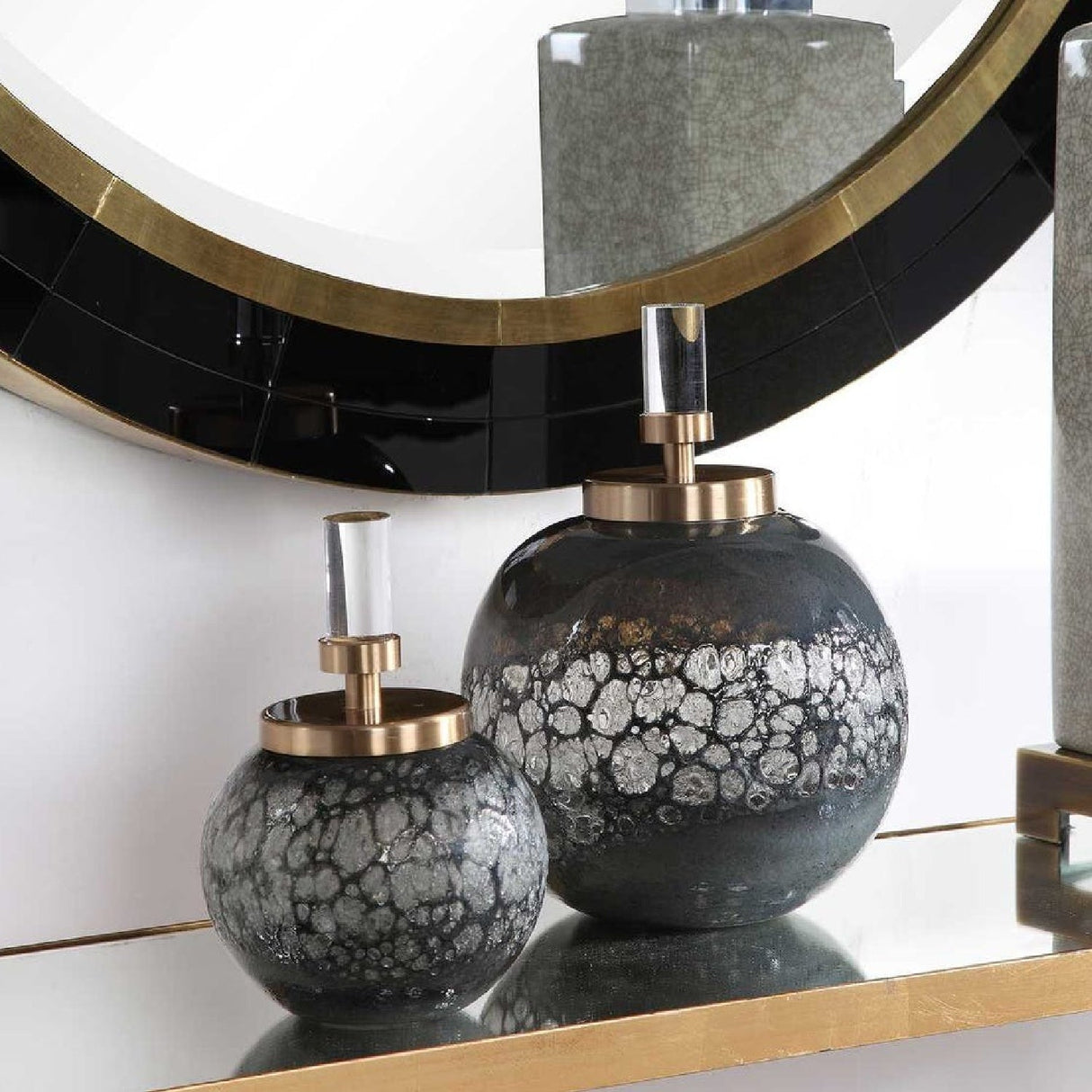 Iridescent Blue-Gray Glass Bottles (2) | Uttermost Cessair - www.oroa.com