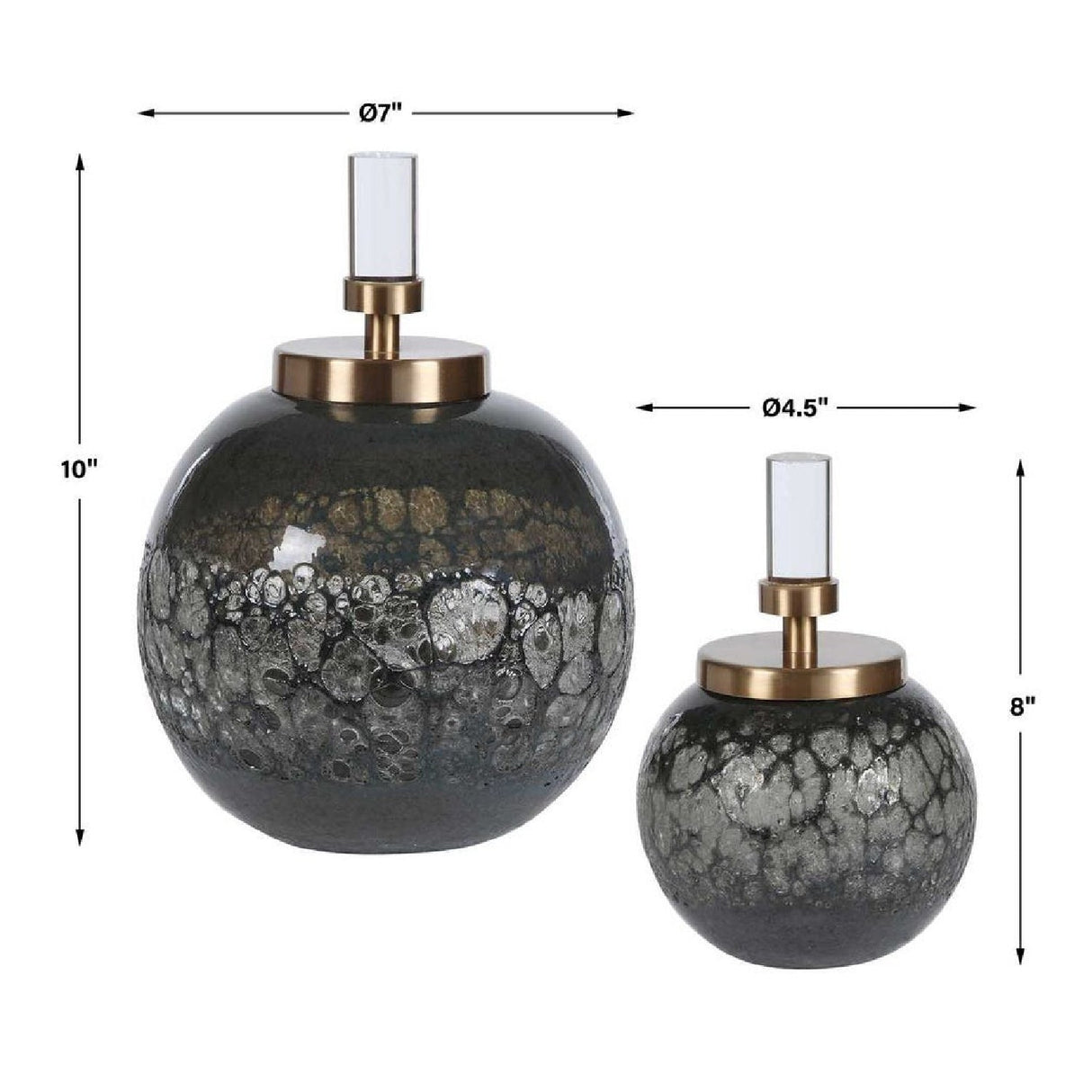 Iridescent Blue-Gray Glass Bottles (2) | Uttermost Cessair - www.oroa.com
