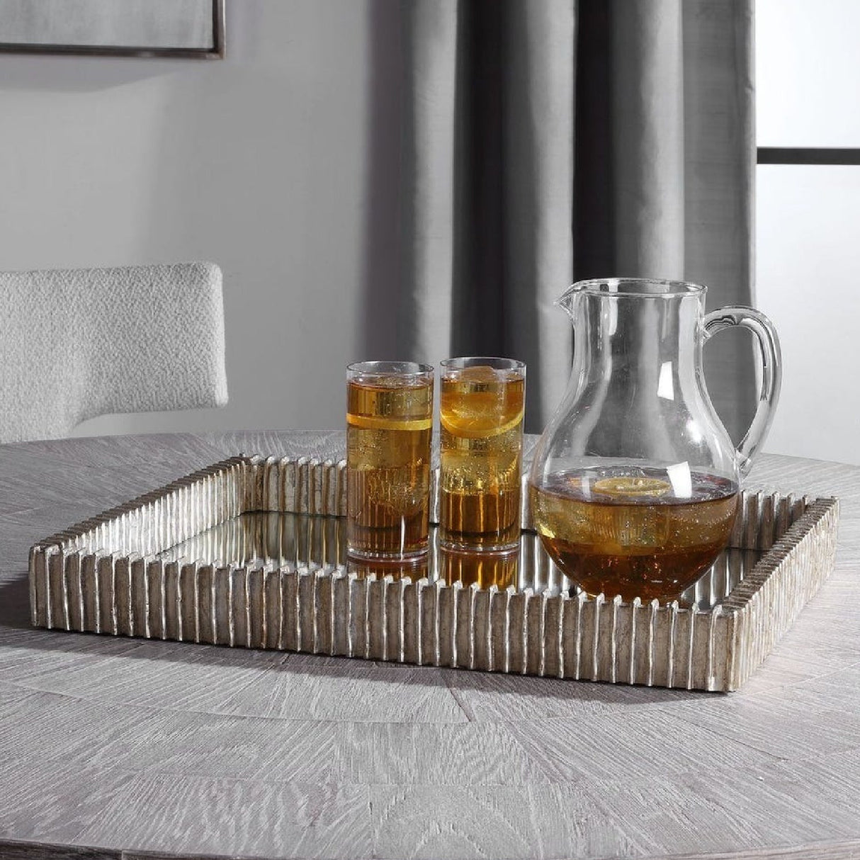 Ribbed Silver Mirrored Tray | Uttermost Talmage - www.oroa.com