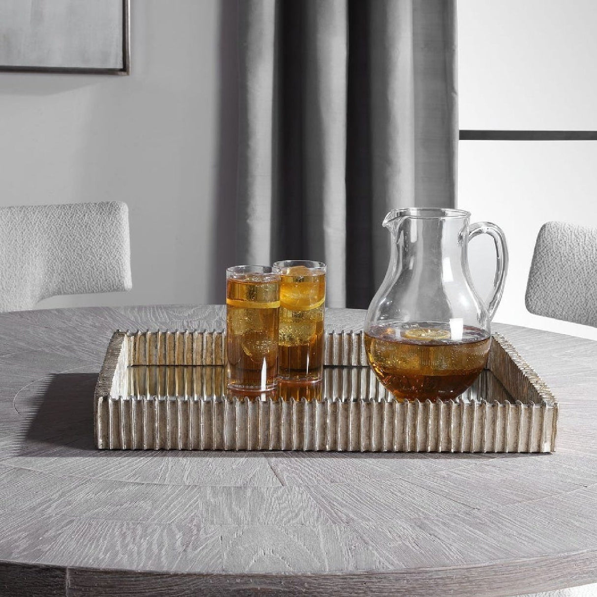 Ribbed Silver Mirrored Tray | Uttermost Talmage - www.oroa.com