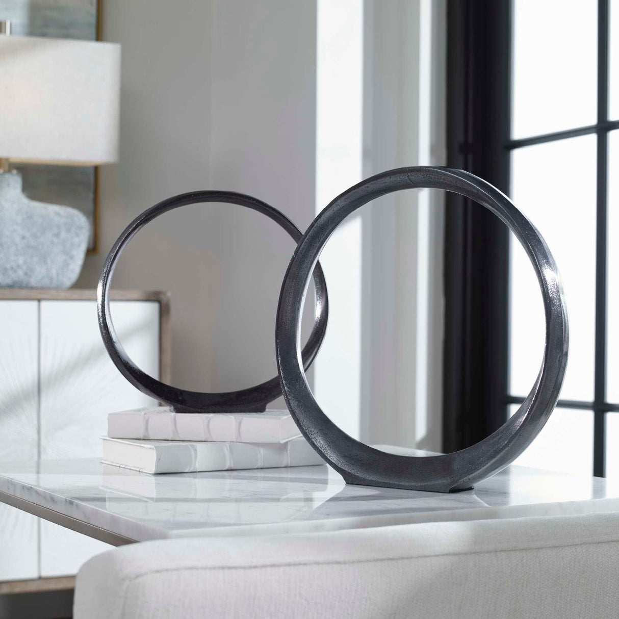 Modern European furniture - Black Nickel Indoor/Outdoor Sculptures (2) - www.oroa.com